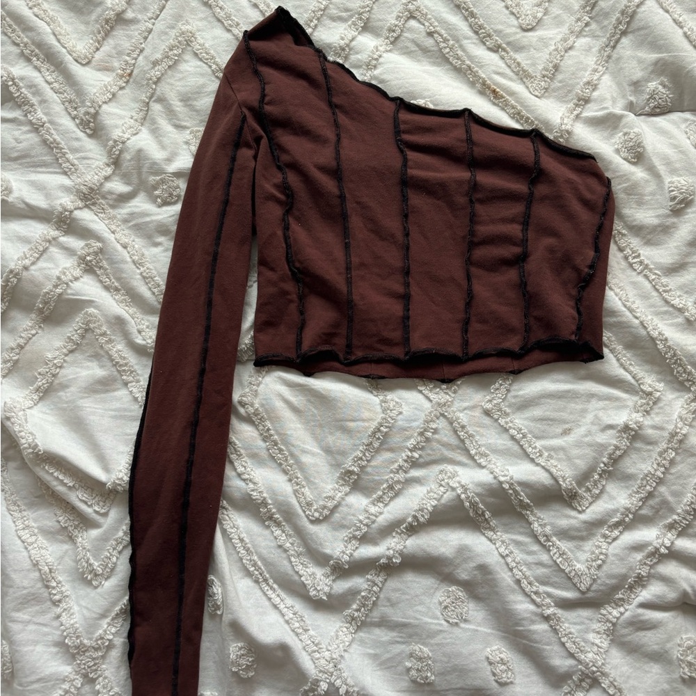 One-Shoulder Brown Top